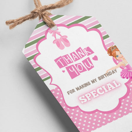 Ballerina Theme Thank You Cards & Return Gift Tags - 30Pcs, 2x3.5, 250 GSM Cardstock, Green & Black (Ballerina 1)