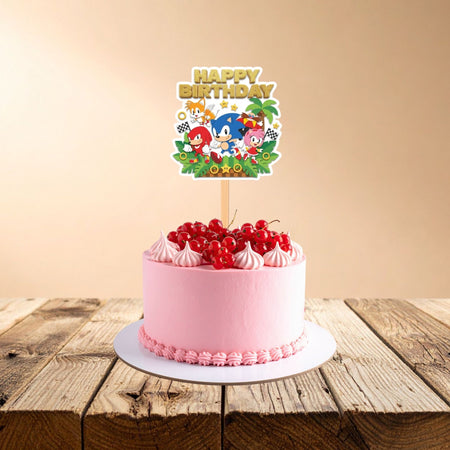 Sonic Kid Birthday Cake Topper for Kids | Premium 300 GSM Cardstock | Cute Cartoon Party Decoration | Cake Decoration Topper for Birthday Party Supplies