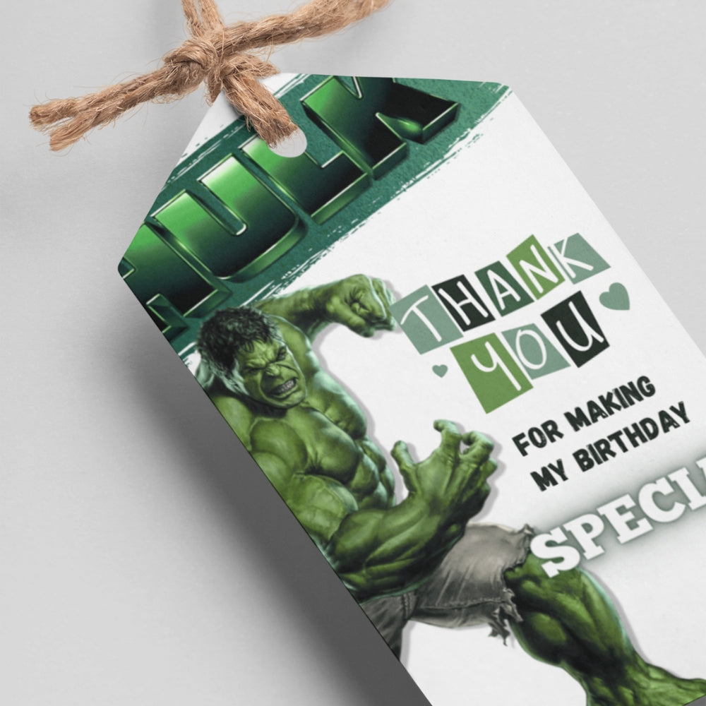 Hulk Theme Thank You Cards & Return Gift Tags - 30Pcs, 2x3.5, 250 GSM Cardstock, Green & Black (Hulk)