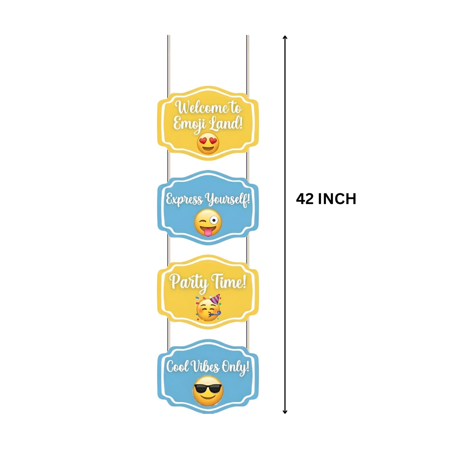 Emoji Door/Wall Hanging Dangler- (42 Inches/250 GSM Cardstock/Blue & Yellow/6Pcs)