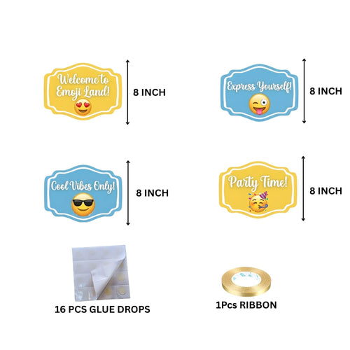 Load image into Gallery viewer, Emoji Door/Wall Hanging Dangler- (42 Inches/250 GSM Cardstock/Blue &amp; Yellow/6Pcs)
