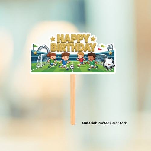 Load image into Gallery viewer, Football Birthday Cake Topper for Kids | Premium 300 GSM Cardstock | Cute Cartoon Party Decoration | Cake Decoration Topper for Birthday Party Supplies
