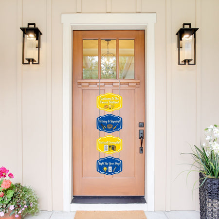 Current Coneepts Door/Wall Hanging Dangler- (42 Inches/250 GSM Cardstock/Blue & Yellow/6Pcs)