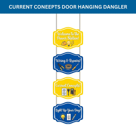 Current Coneepts Door/Wall Hanging Dangler- (42 Inches/250 GSM Cardstock/Blue & Yellow/6Pcs)