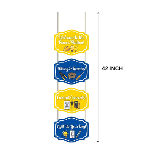 Load image into Gallery viewer, Current Coneepts Door/Wall Hanging Dangler- (42 Inches/250 GSM Cardstock/Blue &amp; Yellow/6Pcs)

