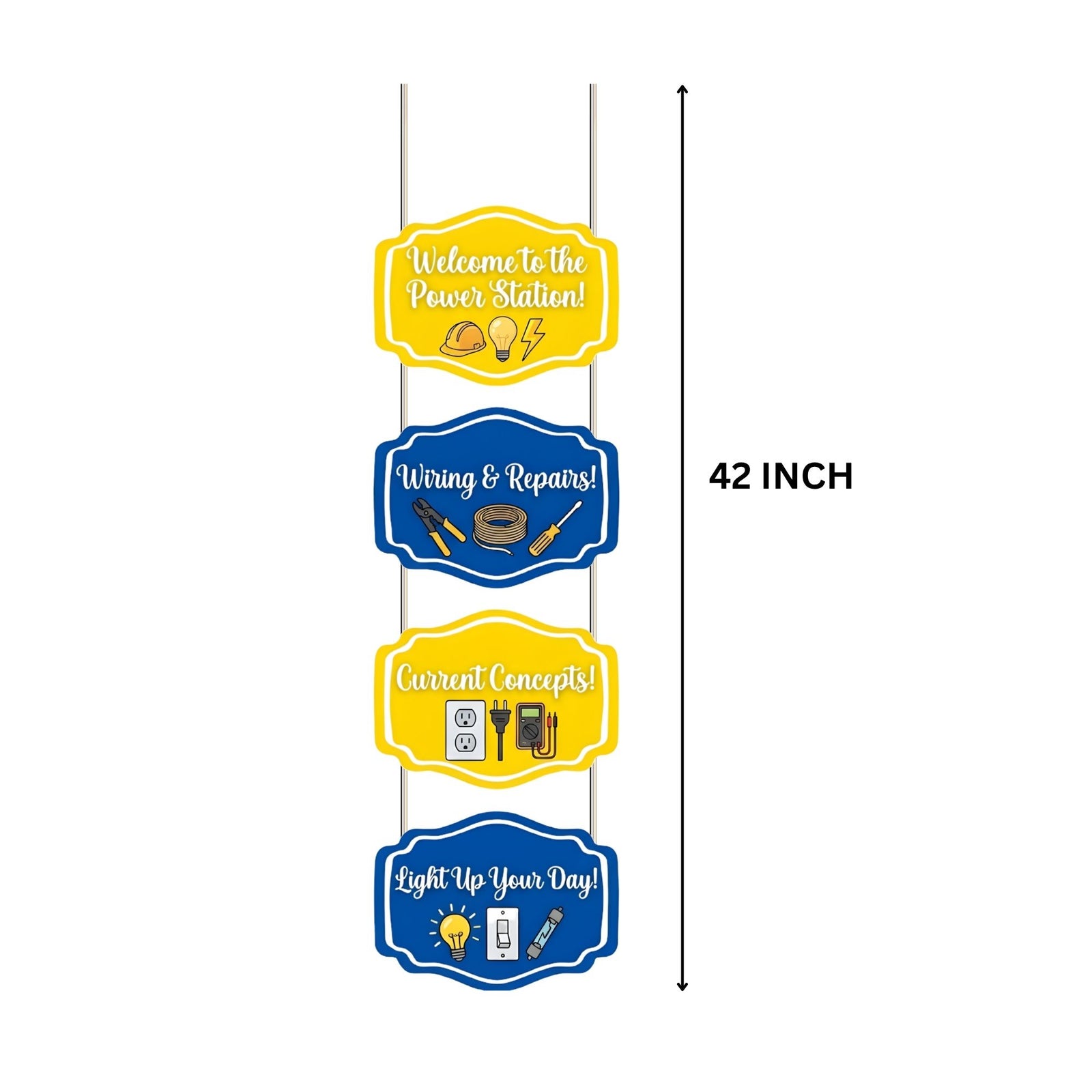Current Coneepts Door/Wall Hanging Dangler- (42 Inches/250 GSM Cardstock/Blue & Yellow/6Pcs)