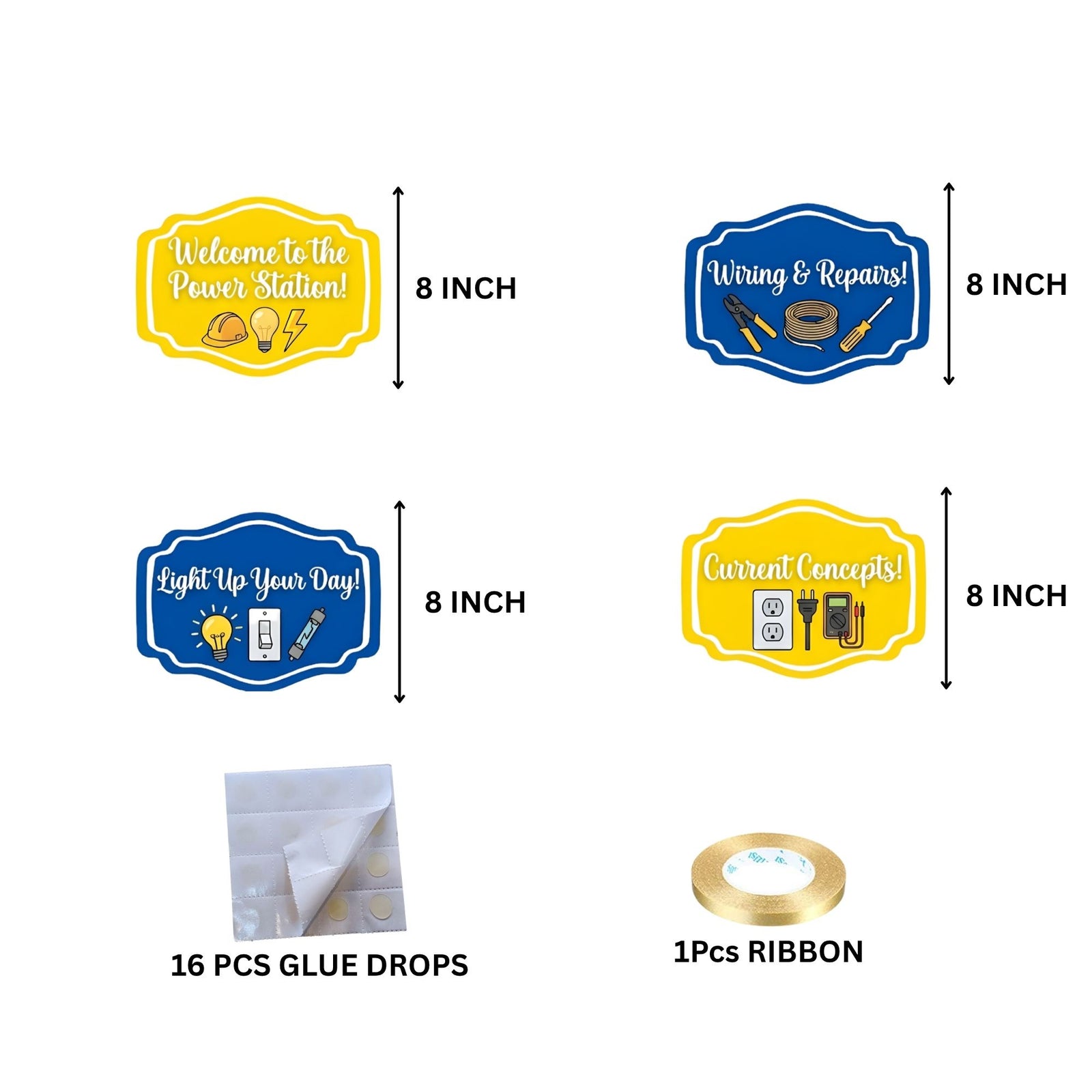 Current Coneepts Door/Wall Hanging Dangler- (42 Inches/250 GSM Cardstock/Blue & Yellow/6Pcs)