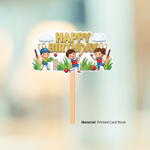 Load image into Gallery viewer, Cricket Birthday Cake Topper for Kids | Premium 300 GSM Cardstock | Cute Cartoon Party Decoration | Cake Decoration Topper for Birthday Party Supplies
