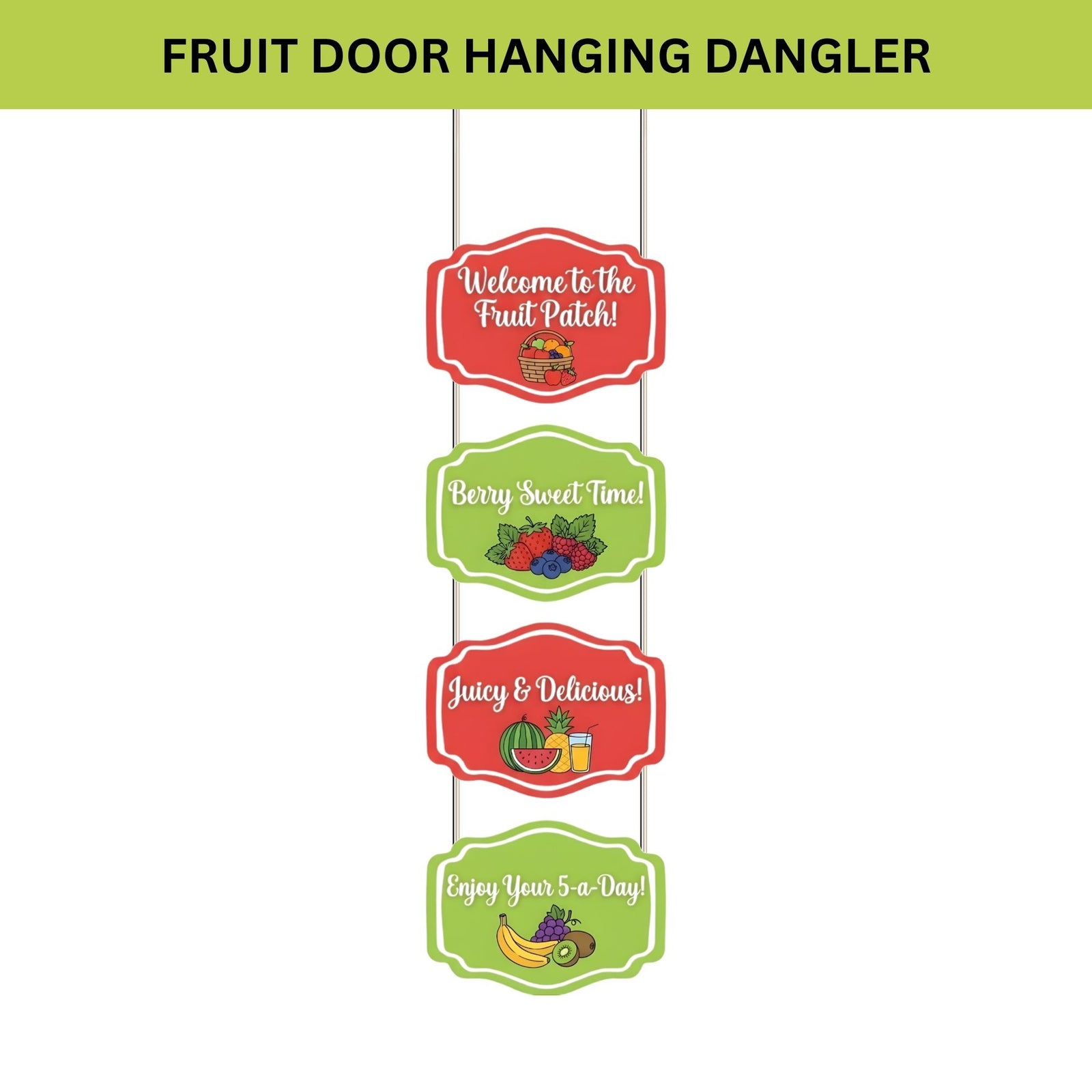 Fruit Door/Wall Hanging Dangler- (42 Inches/250 GSM Cardstock/Red & Green/6Pcs)