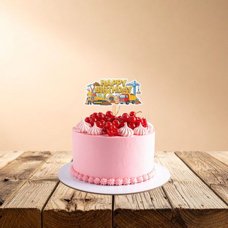 Construction Birthday Cake Topper for Kids | Premium 300 GSM Cardstock | Cute Cartoon Party Decoration | Cake Decoration Topper for Birthday Party Supplies