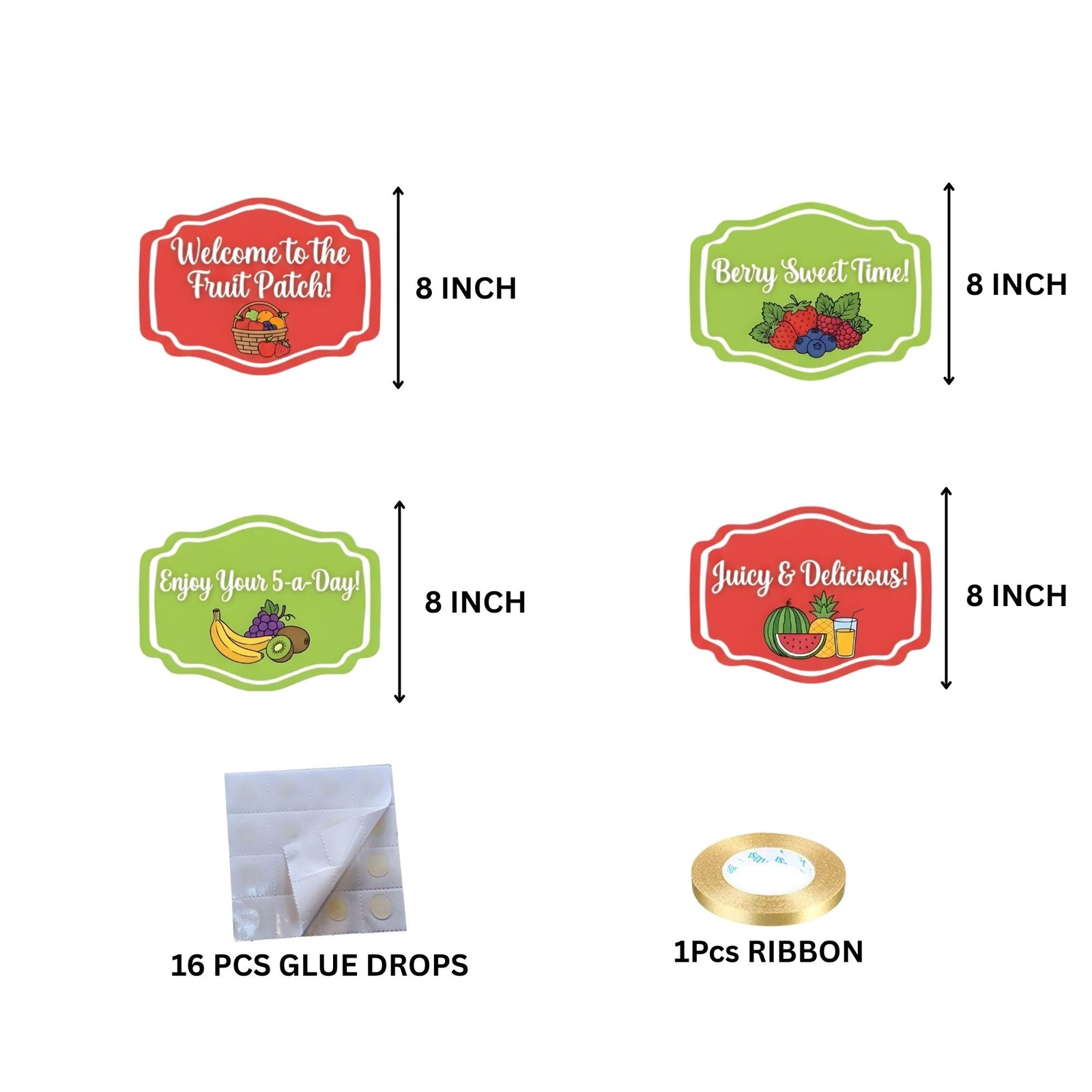 Fruit Door/Wall Hanging Dangler- (42 Inches/250 GSM Cardstock/Red & Green/6Pcs)