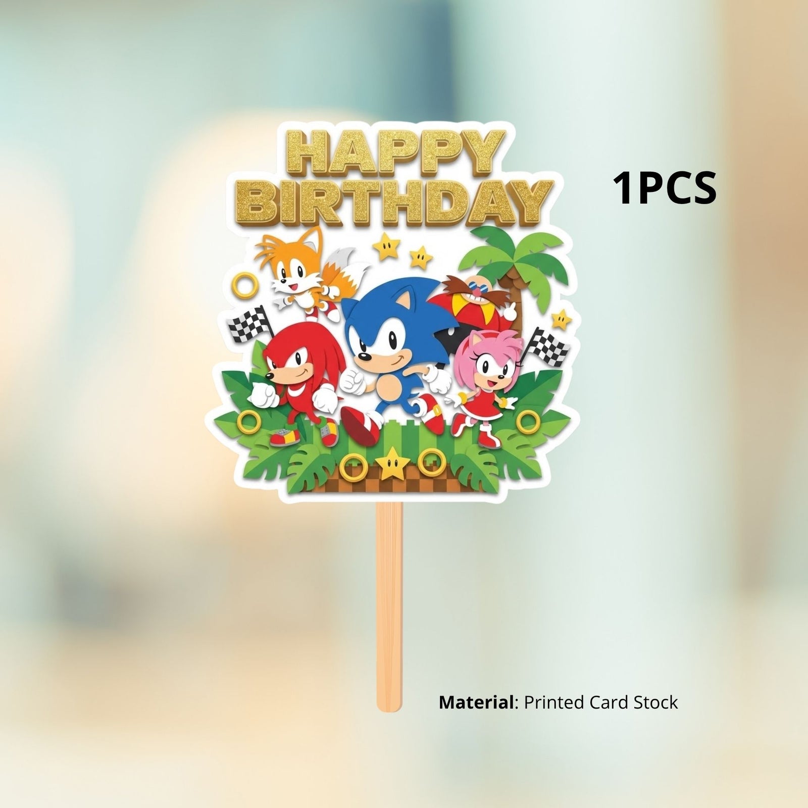 Sonic Kid Birthday Cake Topper for Kids | Premium 300 GSM Cardstock | Cute Cartoon Party Decoration | Cake Decoration Topper for Birthday Party Supplies