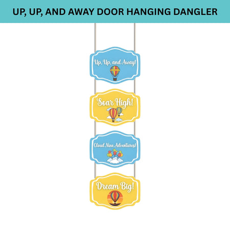 UP,UP,And Away Door/Wall Hanging Dangler- (42 Inches/250 GSM Cardstock/Blue & Yellow/6Pcs)