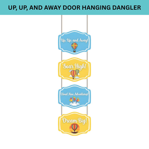 Load image into Gallery viewer, UP,UP,And Away Door/Wall Hanging Dangler- (42 Inches/250 GSM Cardstock/Blue &amp; Yellow/6Pcs)
