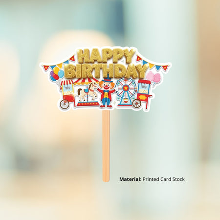 Carnival Birthday Cake Topper for Kids | Premium 300 GSM Cardstock | Cute Cartoon Party Decoration | Cake Decoration Topper for Birthday Party Supplies