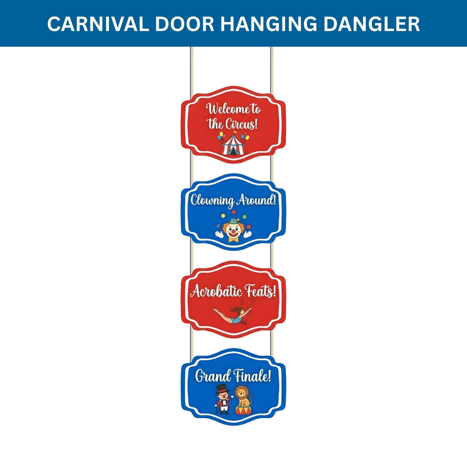 Carnival Model 2 Door/Wall Hanging Dangler- (42 Inches/250 GSM Cardstock/Red & Blue/6Pcs)