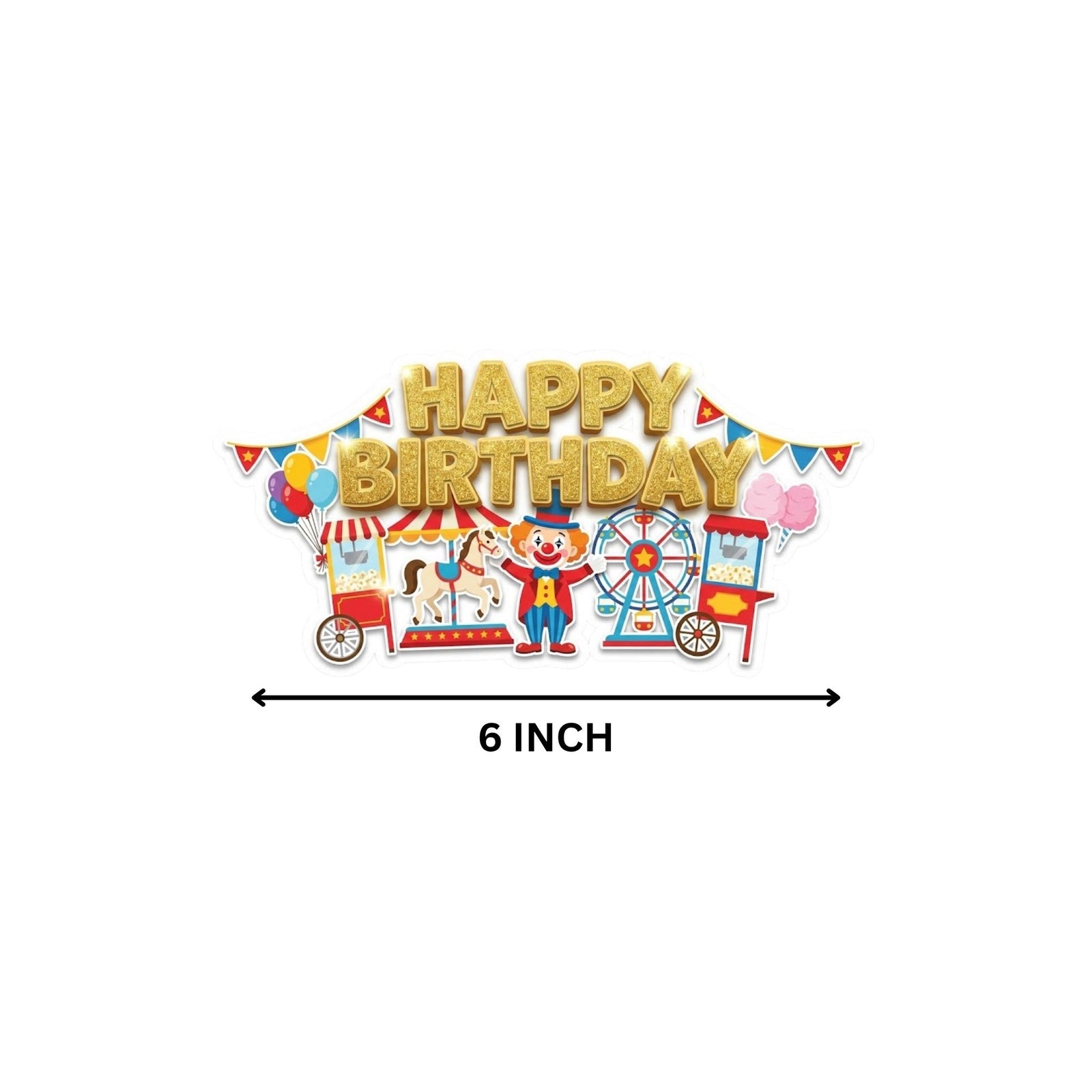 Carnival Birthday Cake Topper for Kids | Premium 300 GSM Cardstock | Cute Cartoon Party Decoration | Cake Decoration Topper for Birthday Party Supplies
