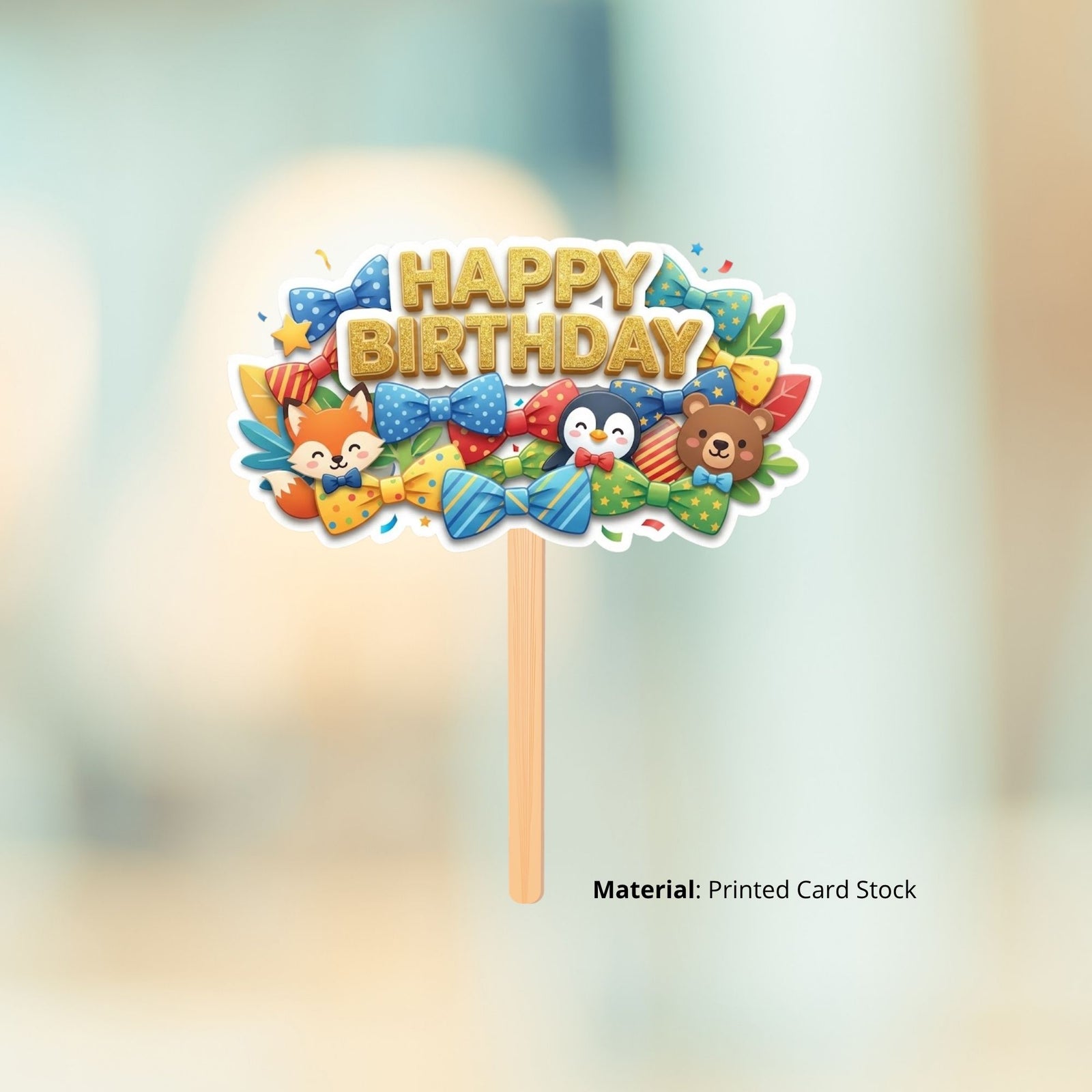 Woodland Animails Birthday Cake Topper for Kids | Premium 300 GSM Cardstock | Cute Cartoon Party Decoration | Cake Decoration Topper for Birthday Party Supplies