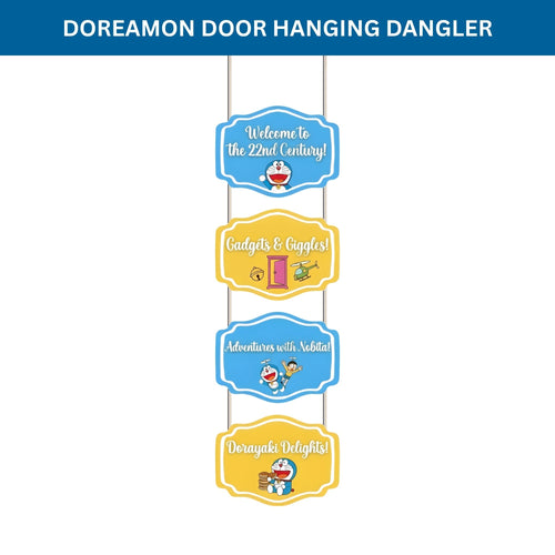 Load image into Gallery viewer, Doreamon Door/Wall Hanging Dangler- (42 Inches/250 GSM Cardstock/Blue &amp; Yellow/6Pcs)
