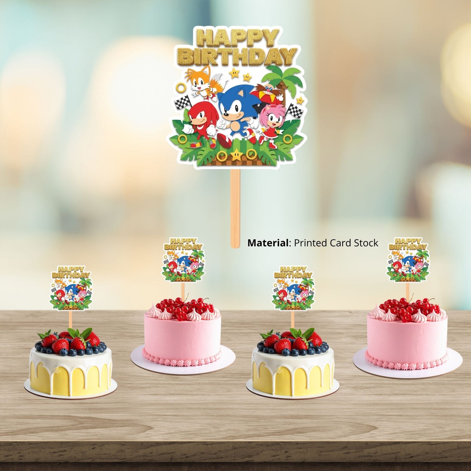 Sonic Kid Birthday Cake Topper for Kids | Premium 300 GSM Cardstock | Cute Cartoon Party Decoration | Cake Decoration Topper for Birthday Party Supplies