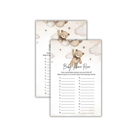 Baby Name Race Baby Shower Games Card Pack - 18 High-Quality 300gsm Cards for Fun & Exciting Celebration