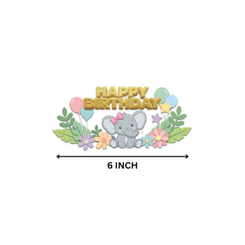 Load image into Gallery viewer, Baby Elephant Girl Model-2 Birthday Cake Topper for Kids | Premium 300 GSM Cardstock | Cute Cartoon Party Decoration | Cake Decoration Topper for Birthday Party Supplies
