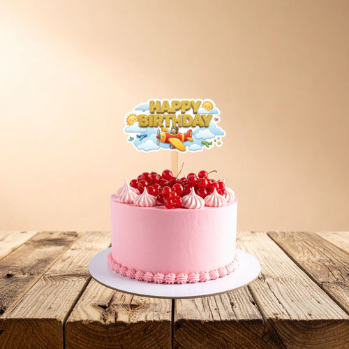 Load image into Gallery viewer, Aeroplane Birthday Cake Topper for Kids | Premium 300 GSM Cardstock | Cute Cartoon Party Decoration | Cake Decoration Topper for Birthday Party Supplies

