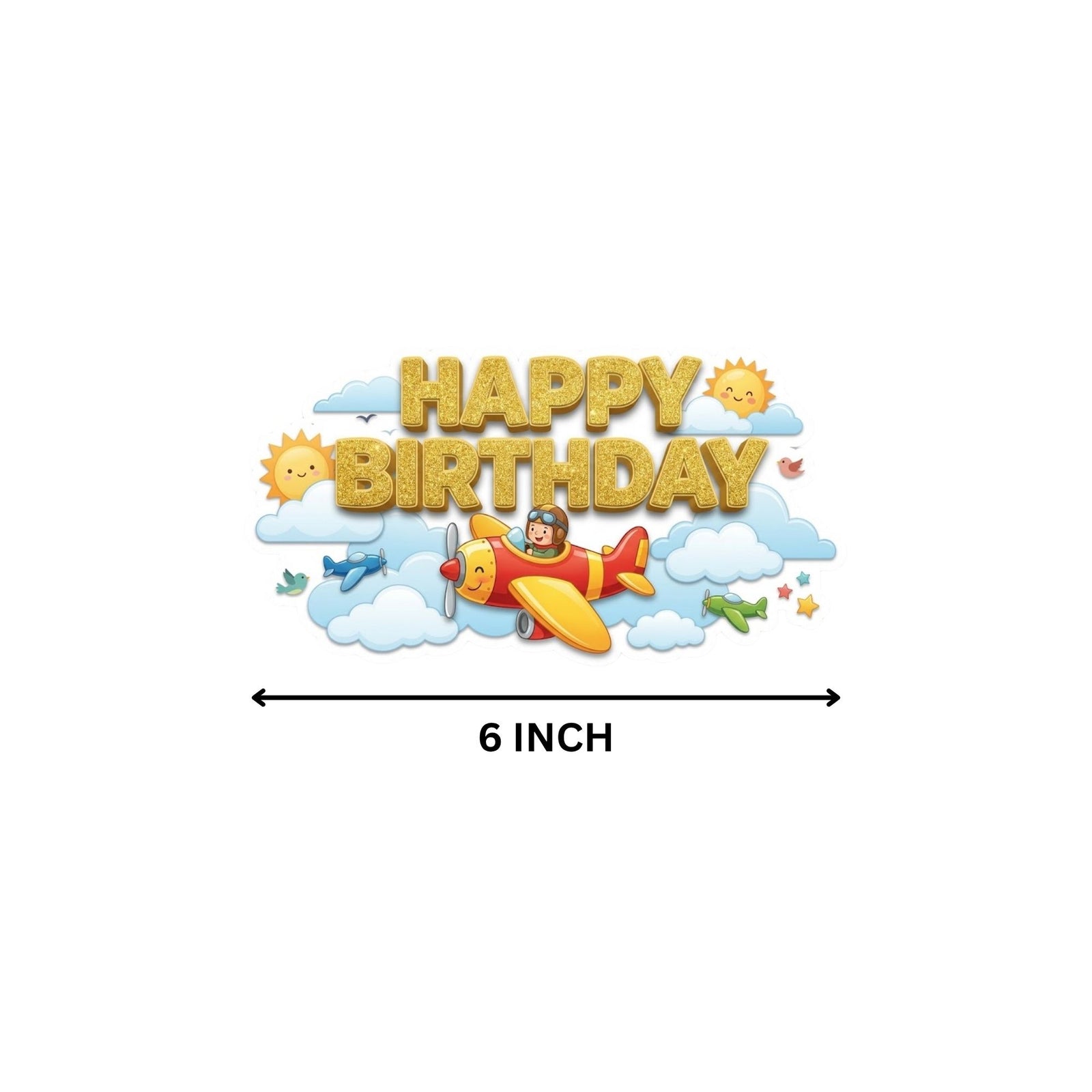 Aeroplane Birthday Cake Topper for Kids | Premium 300 GSM Cardstock | Cute Cartoon Party Decoration | Cake Decoration Topper for Birthday Party Supplies