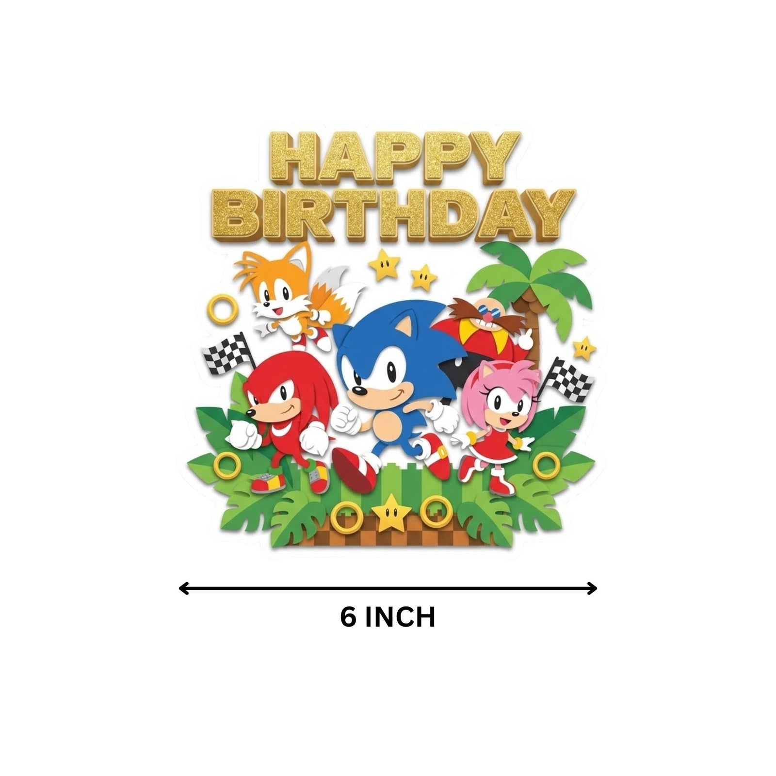 Sonic Kid Birthday Cake Topper for Kids | Premium 300 GSM Cardstock | Cute Cartoon Party Decoration | Cake Decoration Topper for Birthday Party Supplies