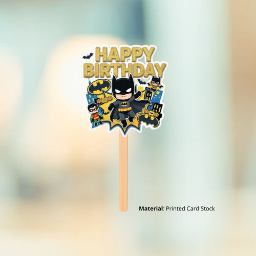 Load image into Gallery viewer, Batman Birthday Cake Topper for Kids | Premium 300 GSM Cardstock | Cute Cartoon Party Decoration | Cake Decoration Topper for Birthday Party Supplies
