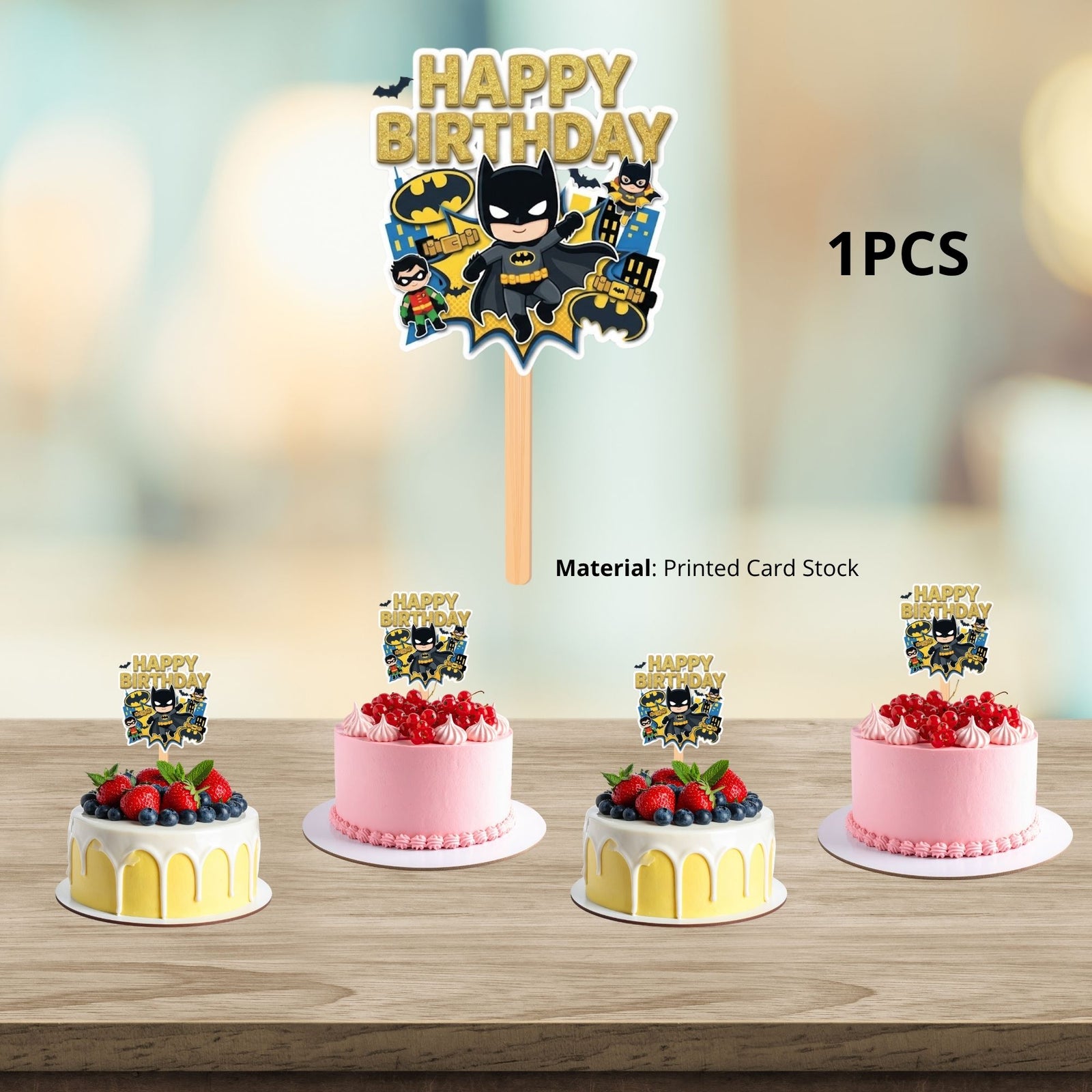 Batman Birthday Cake Topper for Kids | Premium 300 GSM Cardstock | Cute Cartoon Party Decoration | Cake Decoration Topper for Birthday Party Supplies