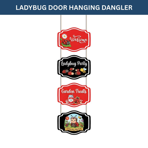 Load image into Gallery viewer, Ladybug Door/Wall Hanging Dangler- (42 Inches/250 GSM Cardstock/Red &amp; Black/6Pcs)
