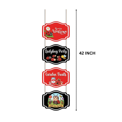 Load image into Gallery viewer, Ladybug Door/Wall Hanging Dangler- (42 Inches/250 GSM Cardstock/Red &amp; Black/6Pcs)

