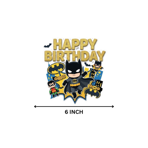 Load image into Gallery viewer, Batman Birthday Cake Topper for Kids | Premium 300 GSM Cardstock | Cute Cartoon Party Decoration | Cake Decoration Topper for Birthday Party Supplies
