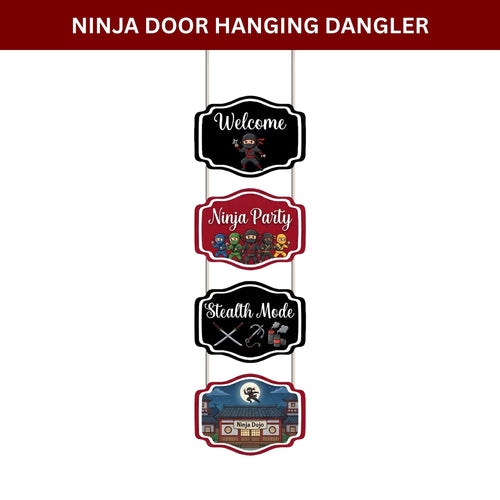 Load image into Gallery viewer, Ninja Door/Wall Hanging Dangler- (42 Inches/250 GSM Cardstock/Red &amp; Black/6Pcs)
