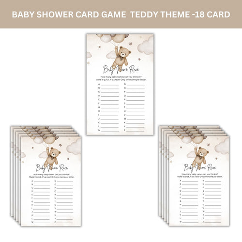 Load image into Gallery viewer, Baby Shower Games Card Pack - 18 High-Quality 300gsm Cards for Fun &amp; Exciting Celebration(Baby Name Race)
