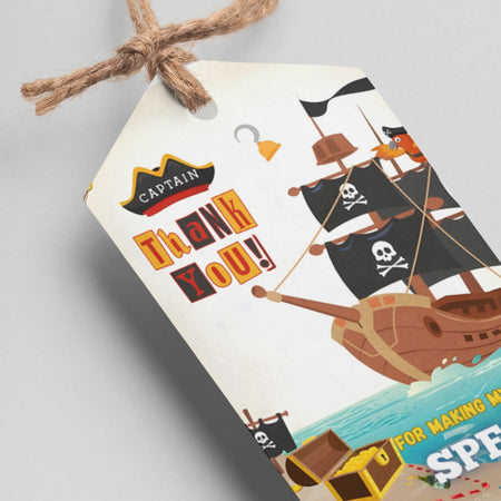 Pirates Theme Thank You Cards & Return Gift Tags - 30Pcs, 2x3.5, 250 GSM Cardstock, Green & Black (Pirates)