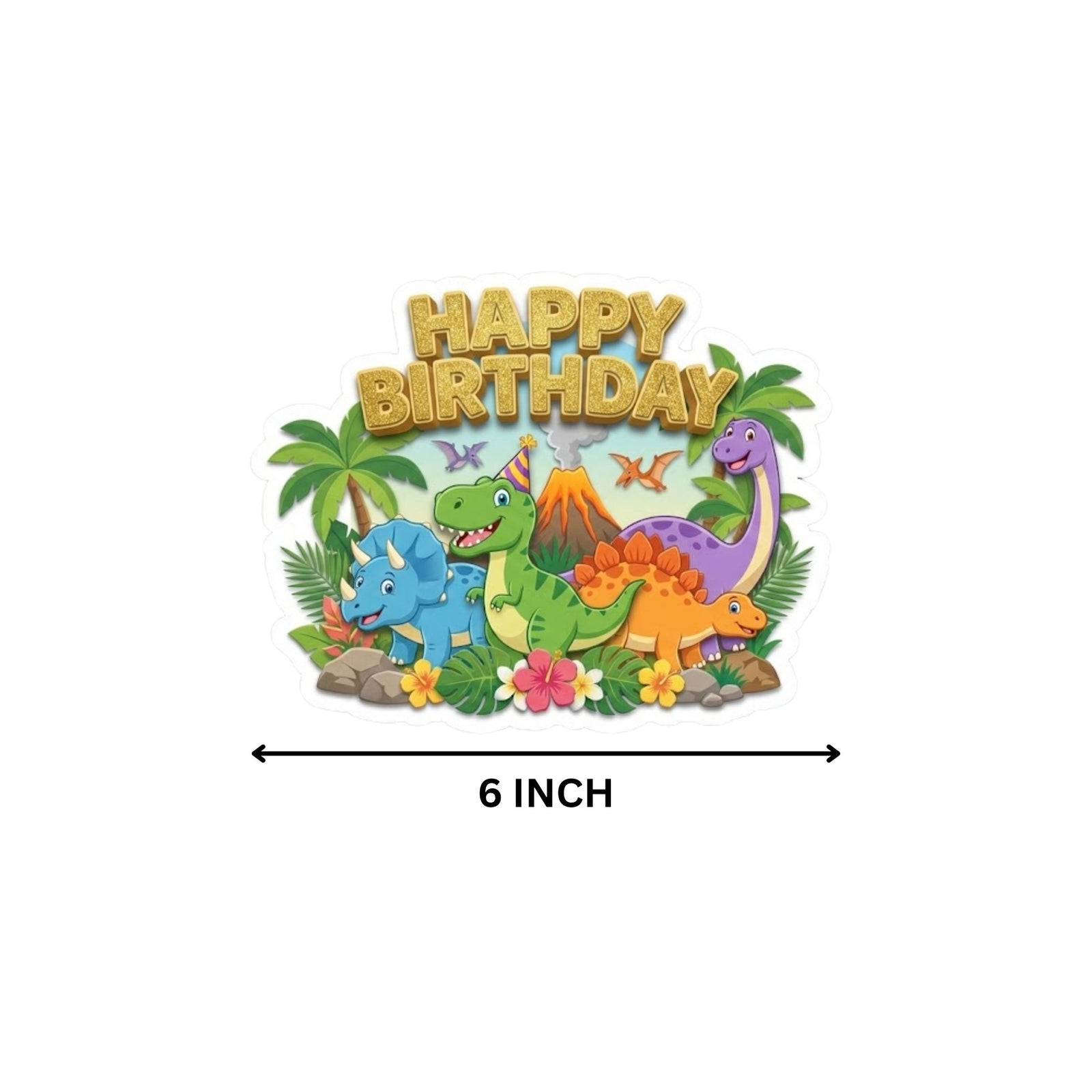 Dinosaur Birthday Cake Topper for Kids | Premium 300 GSM Cardstock | Cute Cartoon Party Decoration | Cake Decoration Topper for Birthday Party Supplies