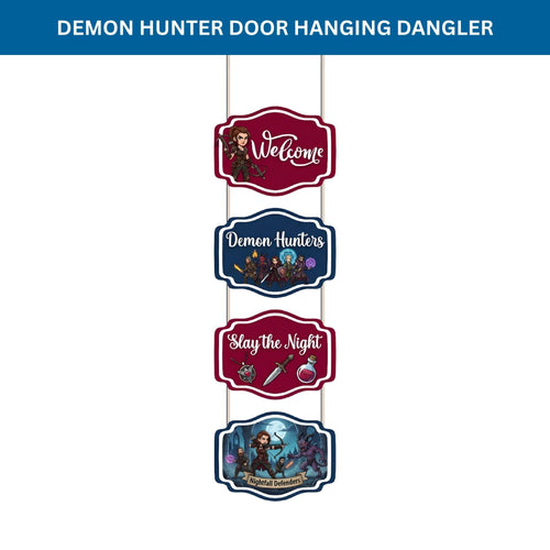 Load image into Gallery viewer, Demon Hunter Door/Wall Hanging Dangler- (42 Inches/250 GSM Cardstock/Blue &amp; Purple/6Pcs)
