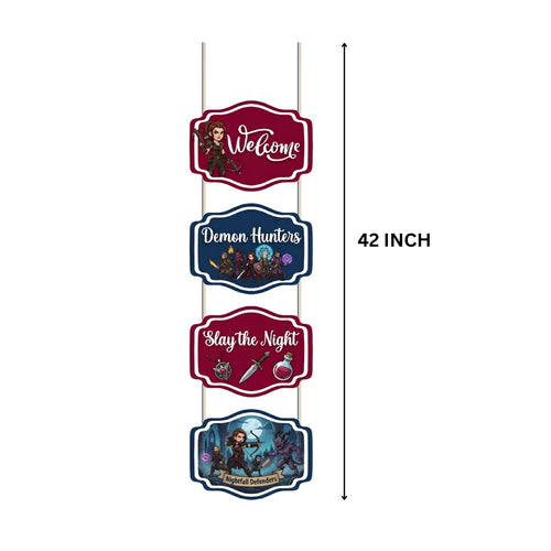 Load image into Gallery viewer, Demon Hunter Door/Wall Hanging Dangler- (42 Inches/250 GSM Cardstock/Blue &amp; Purple/6Pcs)
