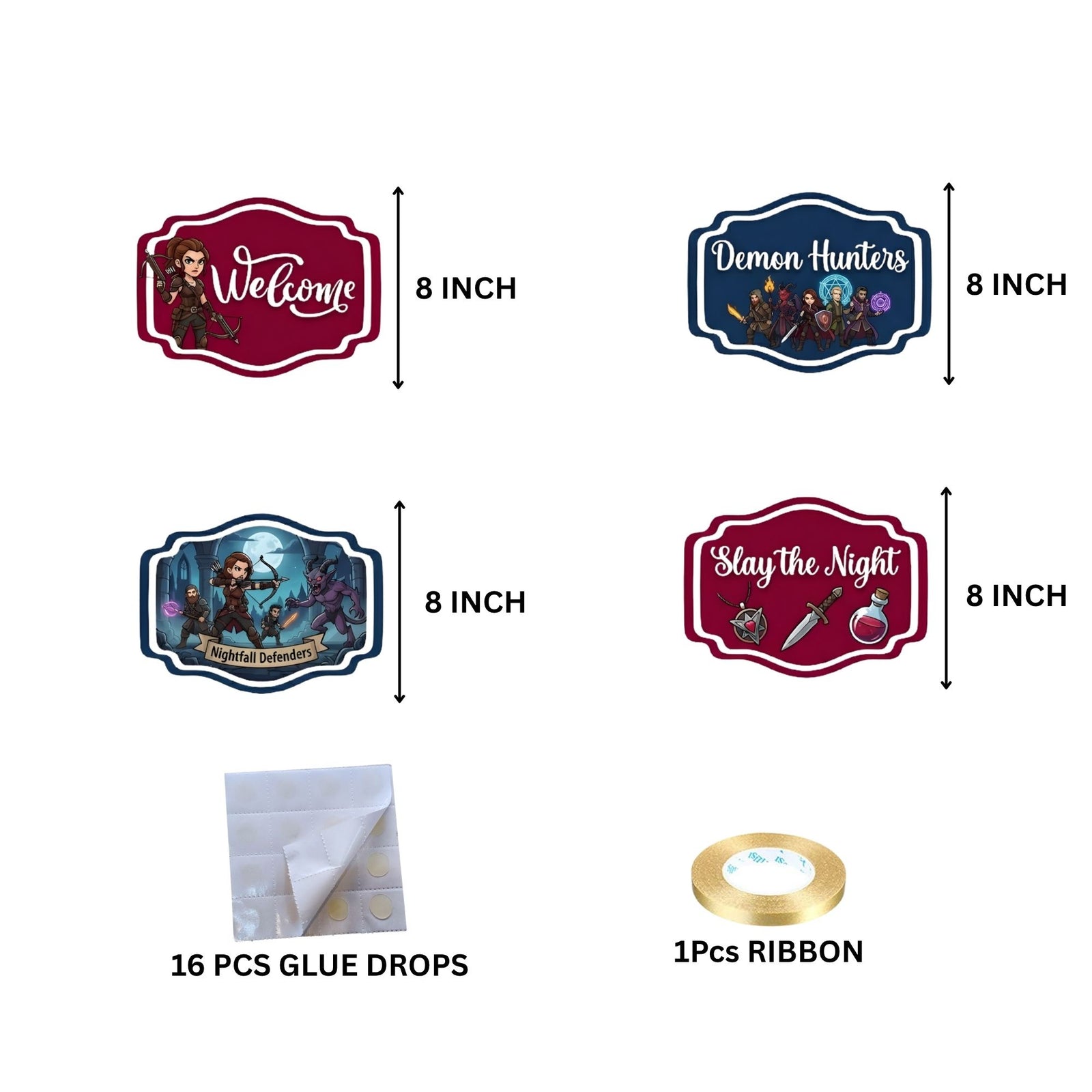 Demon Hunter Door/Wall Hanging Dangler- (42 Inches/250 GSM Cardstock/Blue & Purple/6Pcs)