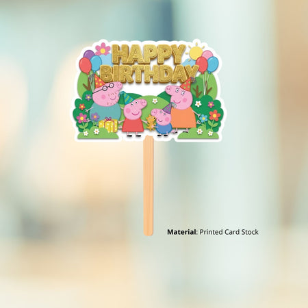 Peppa pig Birthday Cake Topper for Kids | Premium 300 GSM Cardstock | Cute Cartoon Party Decoration | Cake Decoration Topper for Birthday Party Supplies