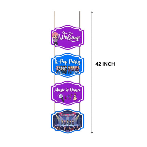 Load image into Gallery viewer, K-POP Door/Wall Hanging Dangler- (42 Inches/250 GSM Cardstock/Blue &amp; Purple/6Pcs)

