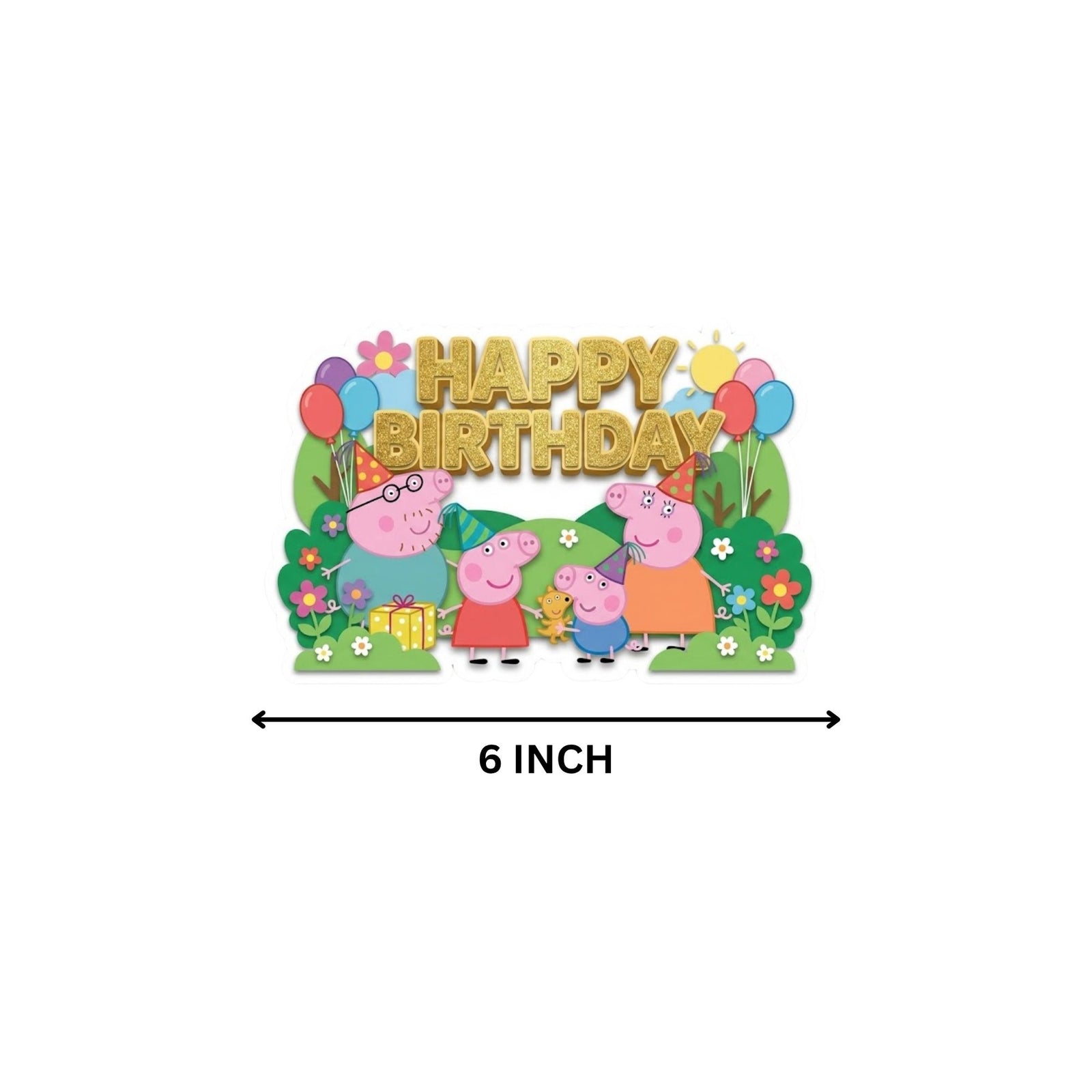 Peppa pig Birthday Cake Topper for Kids | Premium 300 GSM Cardstock | Cute Cartoon Party Decoration | Cake Decoration Topper for Birthday Party Supplies