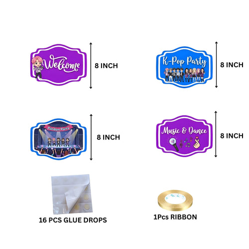 Load image into Gallery viewer, K-POP Door/Wall Hanging Dangler- (42 Inches/250 GSM Cardstock/Blue &amp; Purple/6Pcs)
