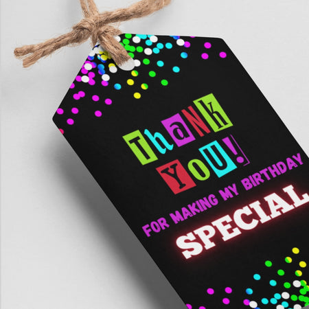 Neon Theme Thank You Cards & Return Gift Tags - 30Pcs, 2x3.5, 250 GSM Cardstock, Green & Black (Neon1)