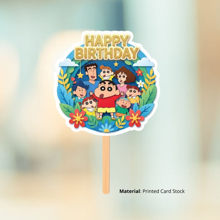 Shinchan Birthday Cake Topper for Kids | Premium 300 GSM Cardstock | Cute Cartoon Party Decoration | Cake Decoration Topper for Birthday Party Supplies