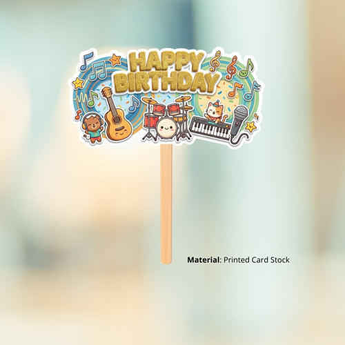 Load image into Gallery viewer, Musical Animal Birthday Cake Topper for Kids | Premium 300 GSM Cardstock | Cute Cartoon Party Decoration | Cake Decoration Topper for Birthday Party Supplies
