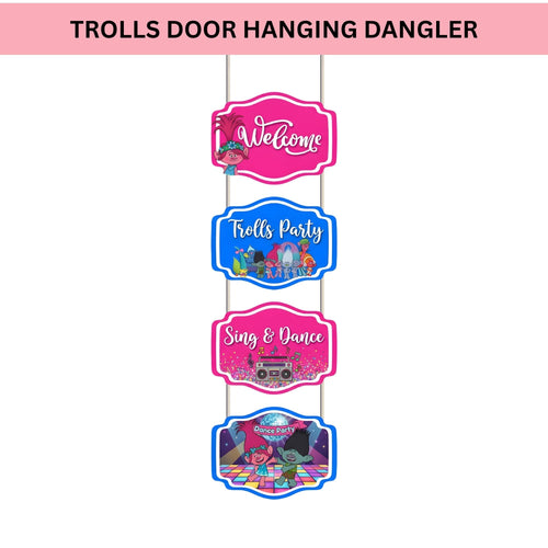 Load image into Gallery viewer, Trolls Door/Wall Hanging Dangler- (42 Inches/250 GSM Cardstock/Pink &amp; Blue/6Pcs)
