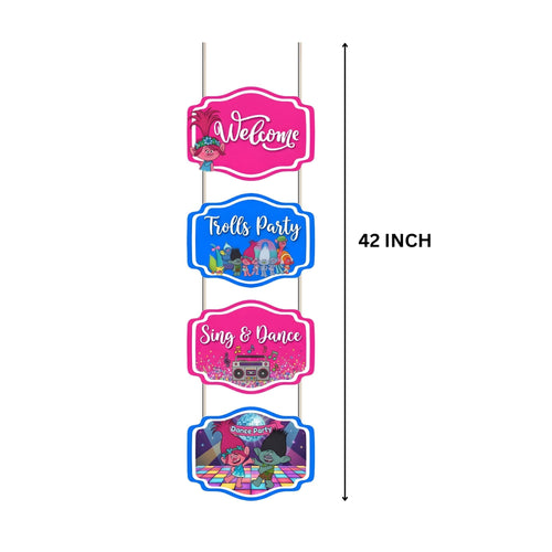 Load image into Gallery viewer, Trolls Door/Wall Hanging Dangler- (42 Inches/250 GSM Cardstock/Pink &amp; Blue/6Pcs)
